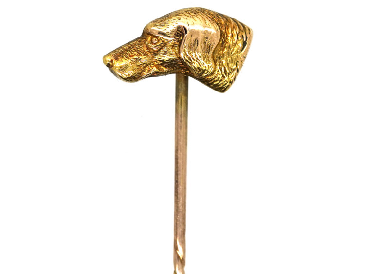 Edwardian 15ct Gold Hunting Dog Tie Pin