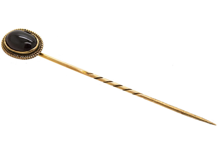 Victorian 15ct Gold & Cabochon Garnet Tie Pin