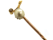 Edwardian Pearl & Diamond Sprig Tie Pin