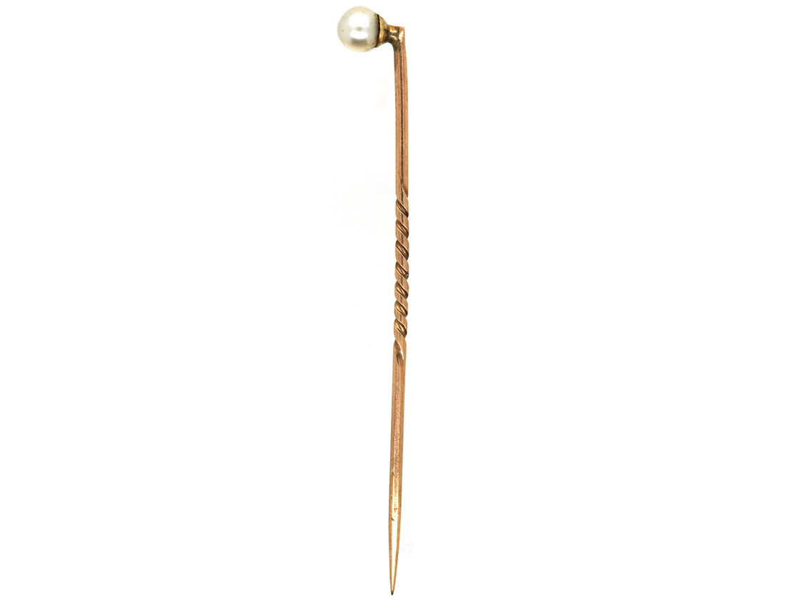 Edwardian Natural Pearl Tie Pin (980K) | The Antique Jewellery Company