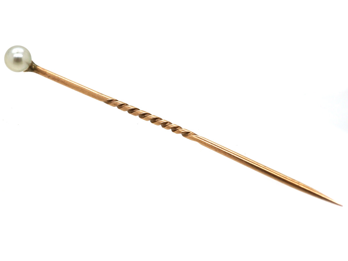 Edwardian Natural Pearl Tie Pin (980K) | The Antique Jewellery Company