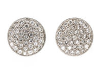 Art Deco Platinum & Diamond Round Earrings