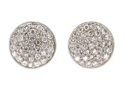 Art Deco Platinum & Diamond Round Earrings