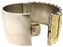 Victorian Silver Gilt Bangle With Rose Motif