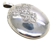 Victorian Engraved Silver Oval Locket