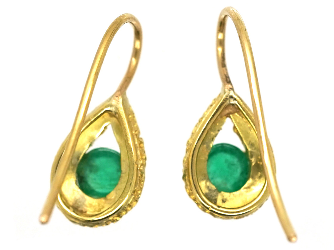 18ct Gold & Emerald Earrings (75L) | The Antique Jewellery Company