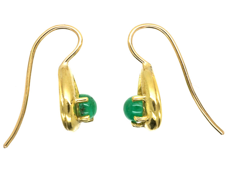 18ct Gold & Cabochon Emerald Earrings