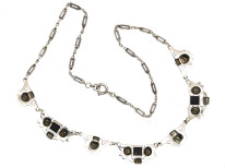Art Deco Silver, Onyx & Marcasite Necklace