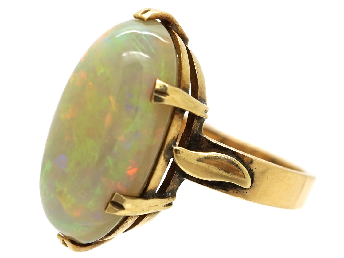 9ct Large Opal Flower Ring main image 1