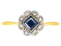 Art Deco 18ct Gold, Platinum, Sapphire & Diamond Ring