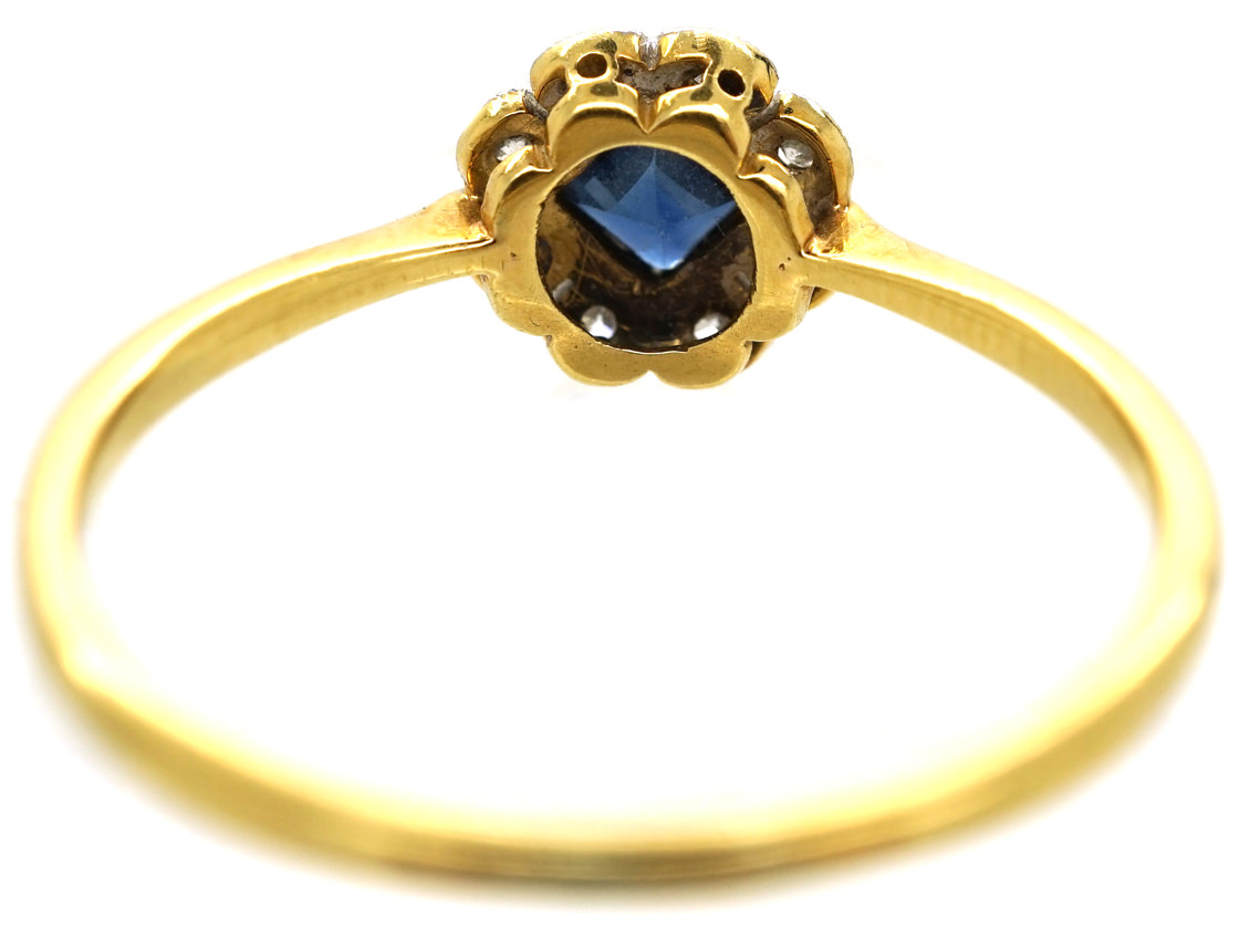 Art Deco 18ct Gold, Platinum, Sapphire & Diamond Ring (37L) | The