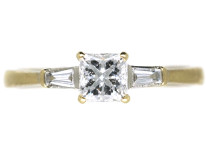 18ct White Gold French Cut Diamond Ring with Baguette Diamond Shoulders