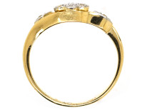 Edwardian 18ct Gold, Platinum, Diamond Cluster Ring with Diamond Set Shoulders