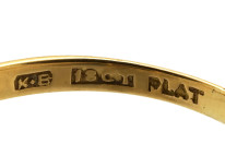 Art Deco 18ct Gold, Platinum, Sapphire & Diamond Square Ring
