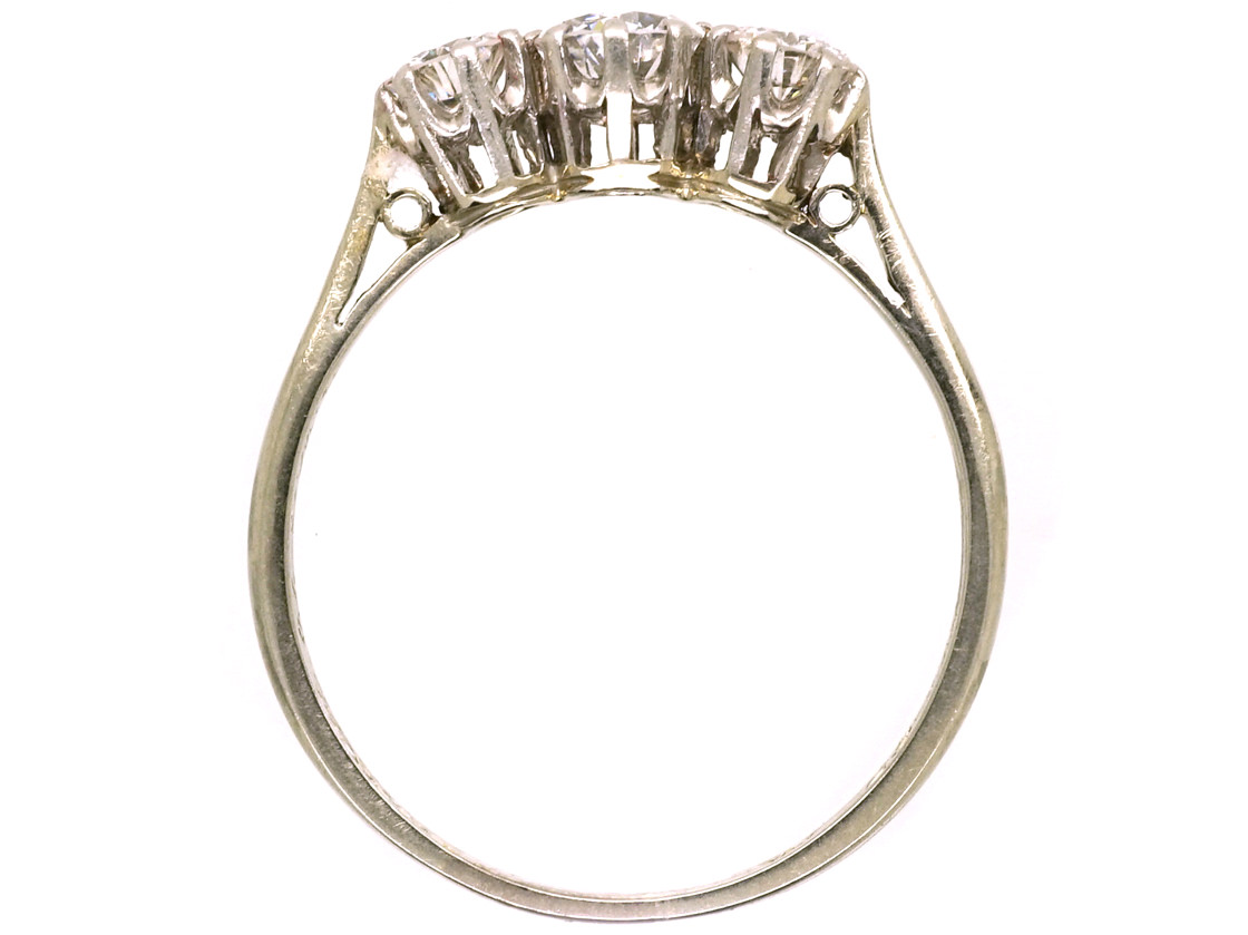 18ct White Gold Three Stone Diamond Ring (59L) | The Antique Jewellery ...