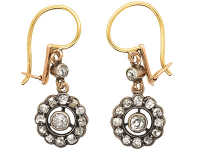 Edwardian Diamond Cluster Drop Earrings
