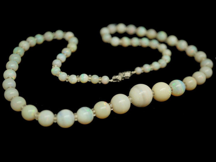 Opal bead & Rock Crystal Necklace