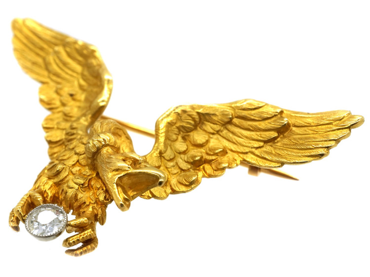 French 18ct Gold Eagle Brooch by Gaston Lafitte