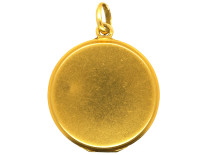 Art Deco 14ct Gold & Enamel Round Locket Set With Three Diamonds