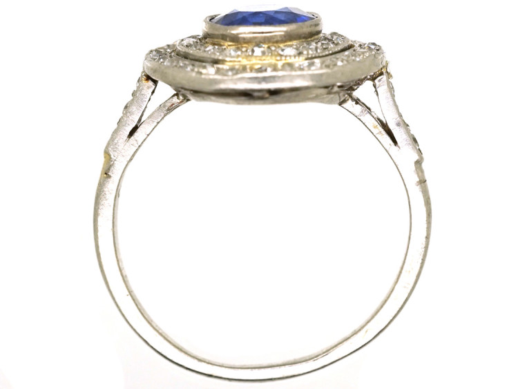 Edwardian Platinum, Sapphire & Diamond Oval Ring