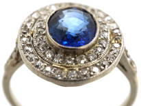 Edwardian Platinum, Sapphire & Diamond Oval Ring
