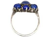 Art Deco Lapis Lazuli & Marcasite Oval Silver Ring