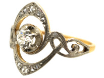 Art Nouveau 18ct Gold, Platinum & Diamond Ring