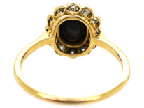 Edwardian 18ct & Platinum, Black Opal & Diamond Oval Ring
