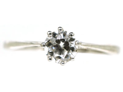 18ct White Gold & Platinum, Half Carat Diamond Solitaire Ring