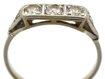 Art Deco 14ct White Gold Three Stone Diamond Ring