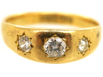 Victorian 18ct Gold & Three Stone Diamond Gypsy Ring