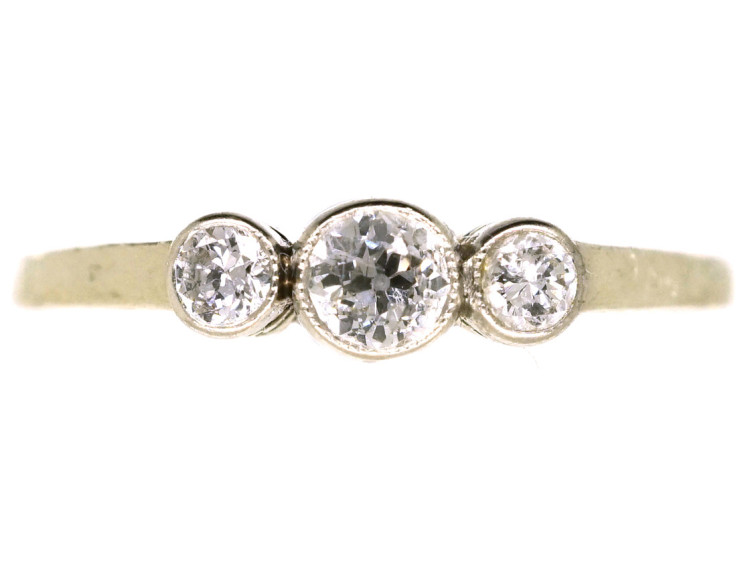 Edwardian 14ct White Gold Three Stone Diamond Ring