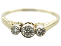 Edwardian 14ct White Gold Three Stone Diamond Ring