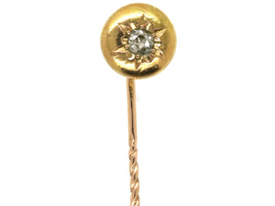 Victorian 18ct Gold & Diamond Round Tie Pin