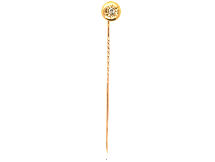 Victorian 18ct Gold & Diamond Round Tie Pin