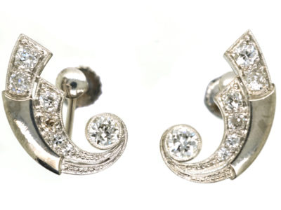 Art Deco 18ct White Gold & Diamond Earrings