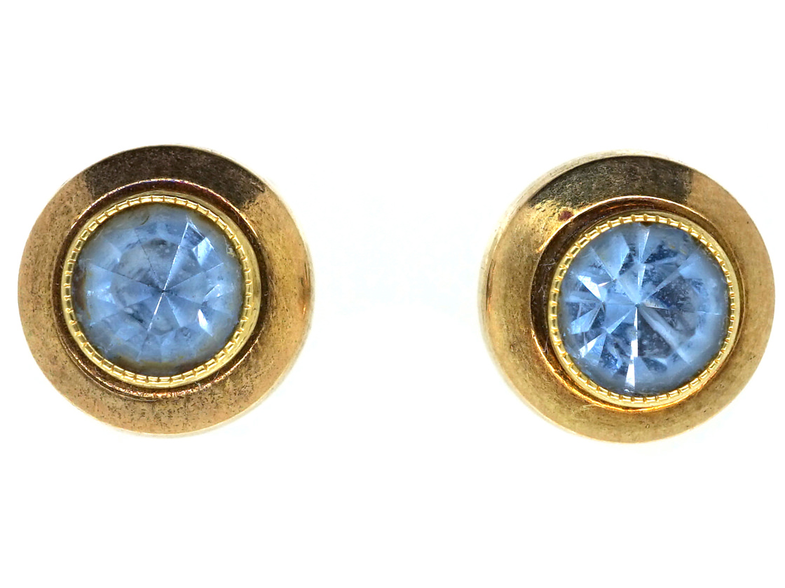 •COMET• aquamarine + gold stud earrings