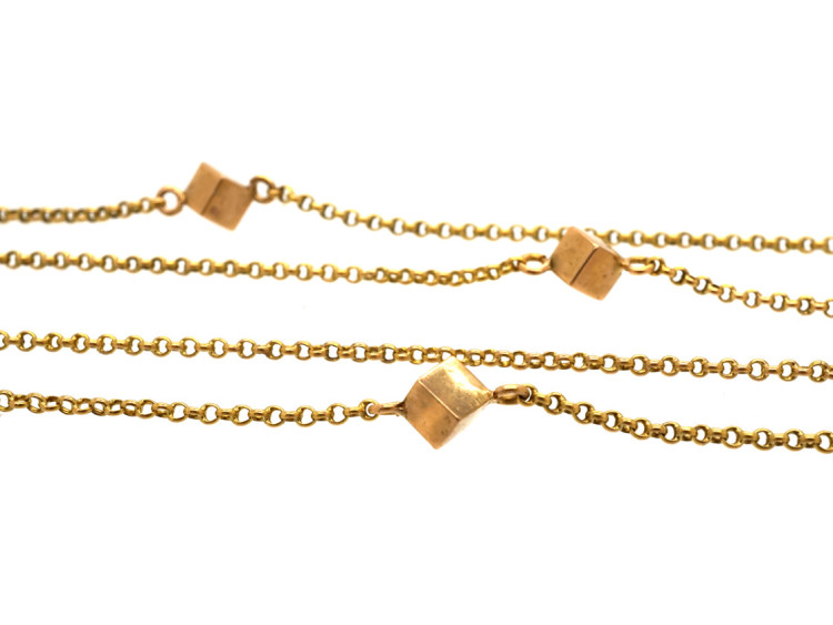 18ct Gold Double Chain With Cube Design