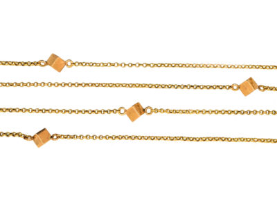 18ct Gold Double Chain With Cube Design