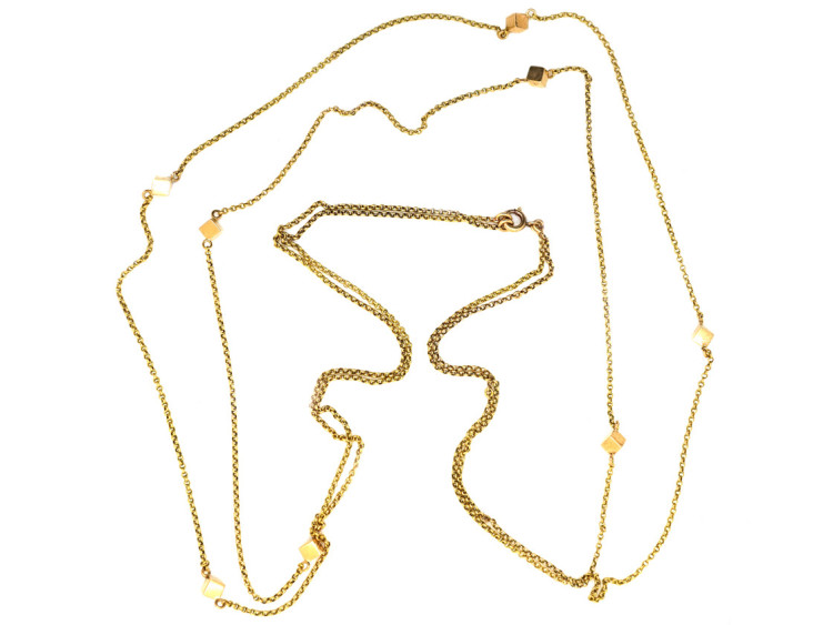 18ct Gold Double Chain With Cube Design