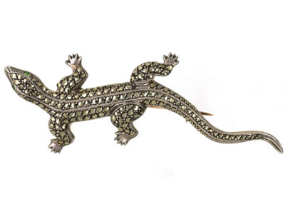 Silver & Marcasite Lizard Brooch
