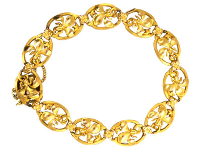 French Art Nouveau 18ct Gold Fleur de Lys Bracelet