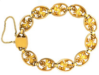 French Art Nouveau 18ct Gold Fleur de Lys Bracelet