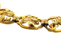 French Art Nouveau 18ct Gold Fleur de Lys Bracelet