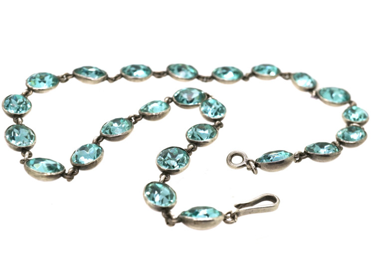 Georgian Silver & Blue Paste Necklace