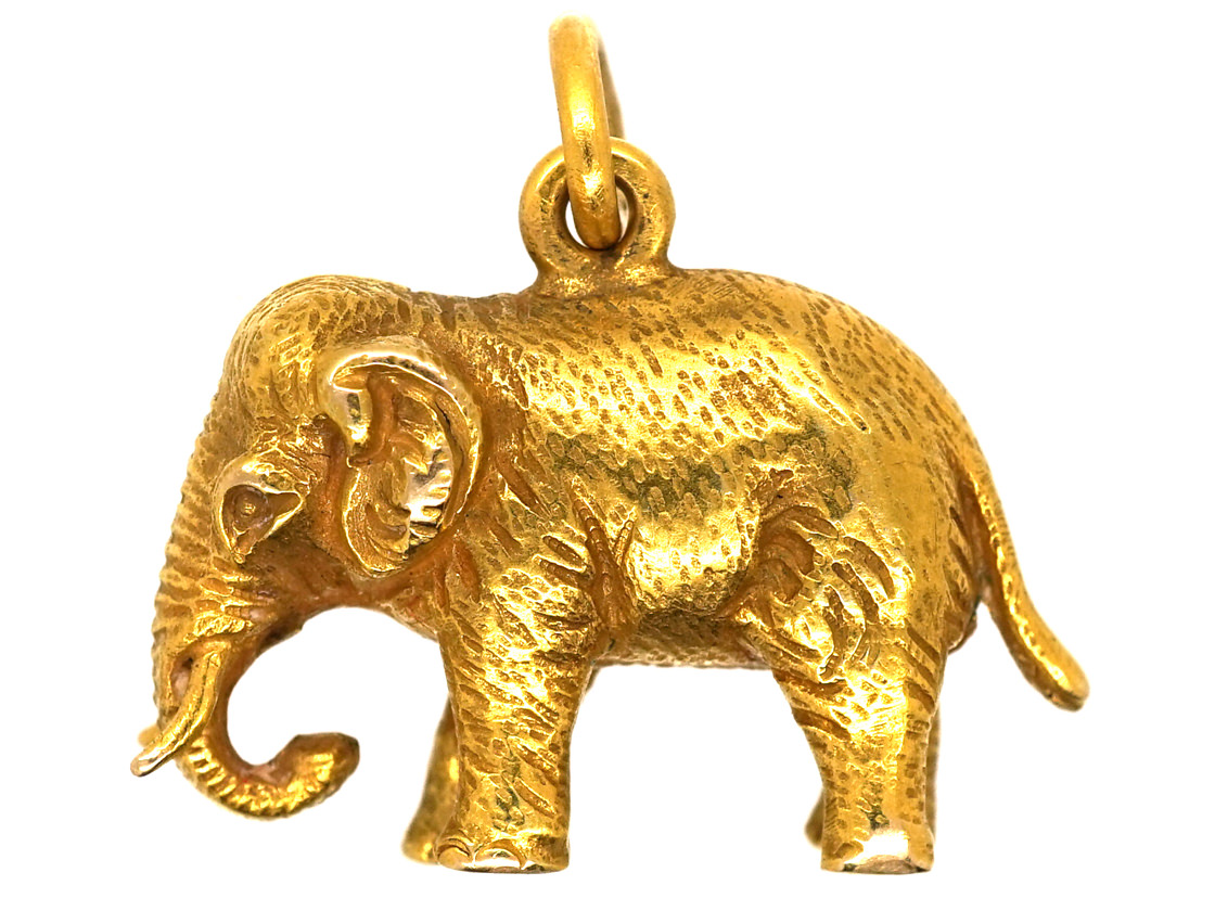 Edwardian 15ct Gold Elephant Pendant (172L) The Antique Jewellery Company