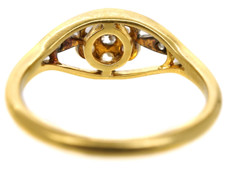 Edwardian 18ct Gold, Platinum & Rose Diamond Cluster Ring