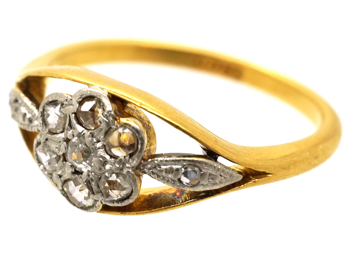 Edwardian 18ct Gold, Platinum & Rose Diamond Cluster Ring (179L) | The ...