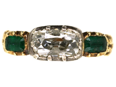 Georgian 18ct Gold, Diamond & Emerald Ring