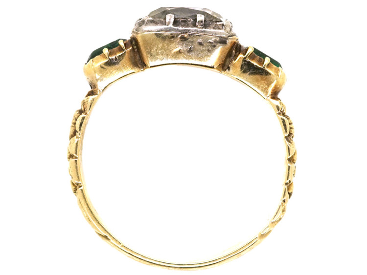 Georgian 18ct Gold, Diamond & Emerald Ring